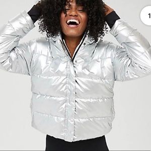 small aerie metallic puffer cropped coat
